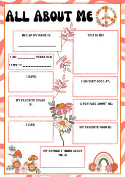 Groovy All About Me Printable Writing Activity | First Week of School ...
