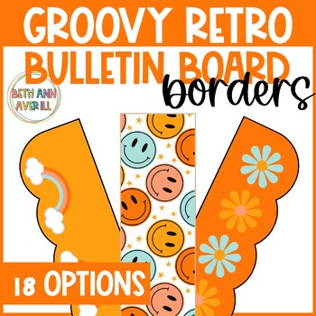 Preview of Groovy Boho Borders Retro Classroom Bulletin Board Decorations