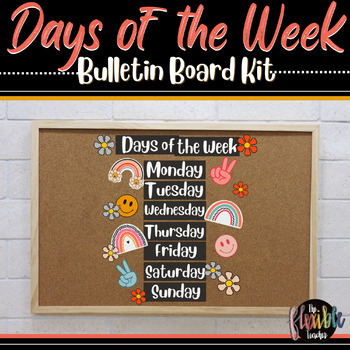 Preview of Groovy Boho Rainbow | Days of the Week | Bulletin Board Kit