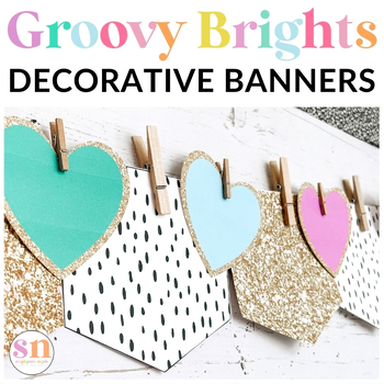 Preview of Varsity Patch Letters Bulletin Board Banner Kit | Groovy & Bright Pennants