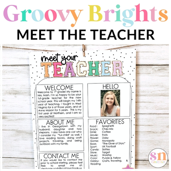 Preview of Varsity Patch Letters Meet the Teacher Templates | Groovy & Bright Classroom