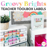 Varsity Patch Rainbow Teacher Toolbox Labels | Groovy & Br