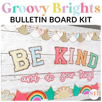 Preview of Varsity Patch Letters Bulletin Board Kit | Be Kind Bulletin Board Display