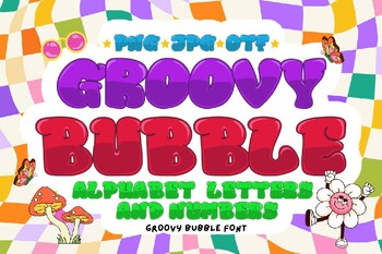 Preview of Groovy Bubble Bubble font letters for teachers Color font