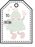 Groovy Christmas Gift Tags! Editable in PPT