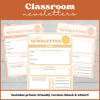 Preview of Groovy Classroom Newsletter Template (Editable on Canva)