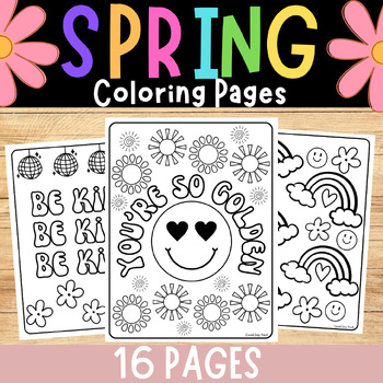 Preview of Groovy Coloring Pages Spring Coloring Pages No Prep Growth Mindset
