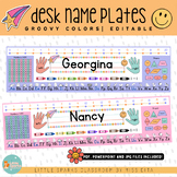 Groovy Retro Colors Student Desk Name Plate | Name Tags | 