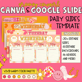 Groovy Disco  Cowgirl Theme Daily Slides (Canva Slides & G