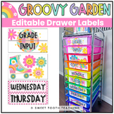 Groovy Drawer Labels for Rolling Cart | Groovy Garden Deco