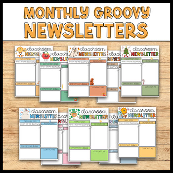Preview of Groovy Editable Monthly Newsletters | Digital Newsletters | Google Slides