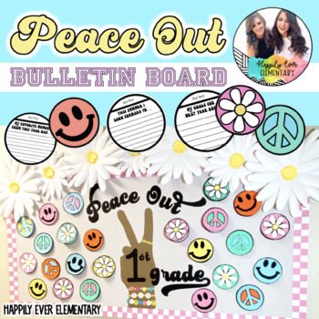 Preview of Groovy End of Year Peace Out Bulletin Board Kit Writing