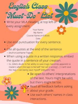 Preview of Groovy English Class “Must-Do” List Free Poster