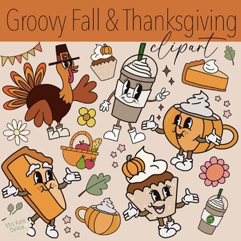 Preview of Groovy Fall And Thanksgiving Clipart Collection