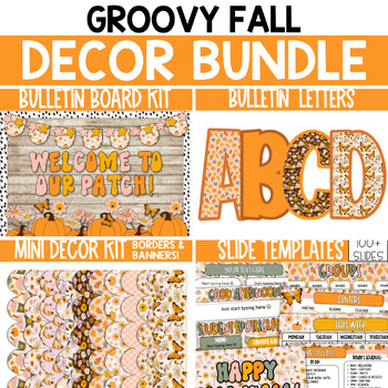 Preview of Groovy Fall Bulletin Board Decor Bundle / Retro Fall Decor Bundle