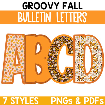 Groovy Fall Bulletin Board Letters / Clipart / Lettering Pack