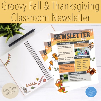Preview of Groovy Fall & Thanksgiving EDITABLE Classroom Newsletter