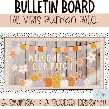 Preview of Groovy Fall Vibes Floral Pumpkin Patch October Bulletin Board or Door Kit!