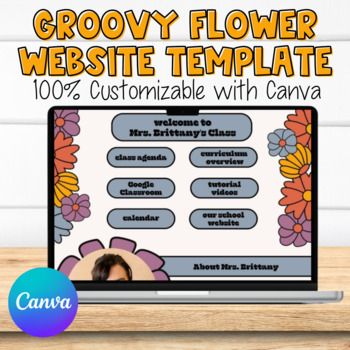 Groovy Flower Themed | One Page Website CANVA Template by Brittany Henderson