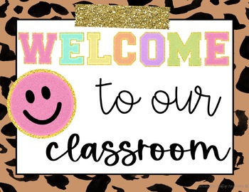 Groovy Leopard and Dalmatian Welcome sign l Editable door name labels