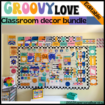 Preview of Groovy Love Classroom Decor Bundle / Retro Classroom Decor Bundle