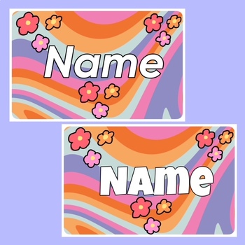 Preview of Groovy Name Tags (Editable)