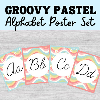 Preview of Groovy Pastel Cursive Alphabet Posters