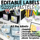 Groovy Pastels All the Labels Editable Classroom Decor