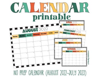 Preview of Groovy Printable 2022-2023 Calendar