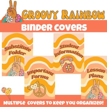 Preview of Groovy Rainbow Binder Covers
