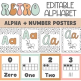Groovy Retro Alphabet and Number Posters, Print Cursive an