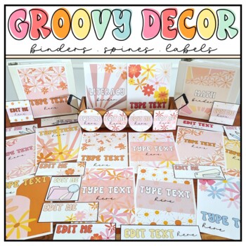 Preview of Groovy Retro Binders, Spines, and Labels | 70s Retro Classroom Decor