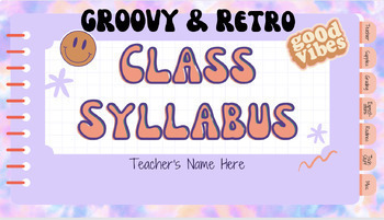 Preview of Groovy Retro Class Syllabus Hippie Presentation (Digital & Completely Editable!)