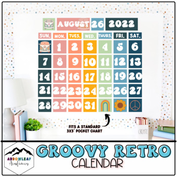 Preview of Groovy Retro Classroom Calendar