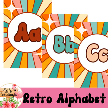 Groovy Retro Boho Classroom Decor Alphabet Posters Calm and Cool Set 2
