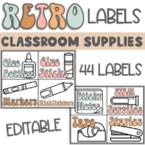 Groovy Retro Classroom Supply Labels with Editable Labels