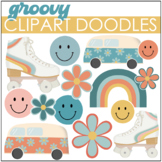 Groovy Retro Clipart Images + Digital Papers