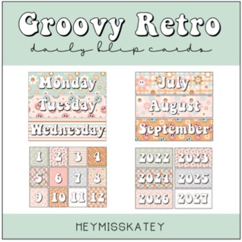 Preview of Groovy Retro Daily Flip Cards