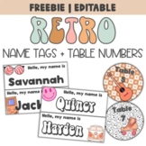 Retro Name Tags, Name Plates and Table Numbers / EDITABLE 