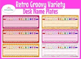Groovy Retro Orange and Pink Colors Desk Name Plates Name 