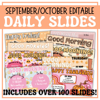 Preview of Groovy Retro September & October Morning Meeting and Daily Slides Fall Halloween