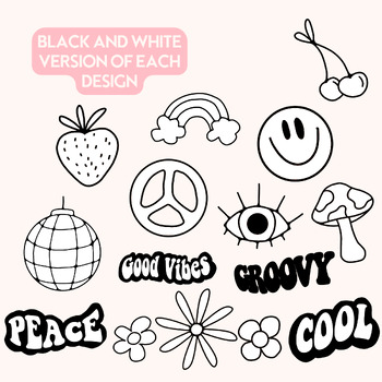 Groovy Retro Theme Clip Art Pack | Peace Disco Ball | Classroom Decor