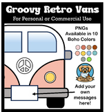 Groovy Retro Vans Clipart PNGs