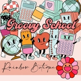 Groovy School Clipart bundle, boho school clip art, bullet