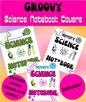 Preview of Groovy Science Notebook Covers (Multiple Colors and Editable Version!)