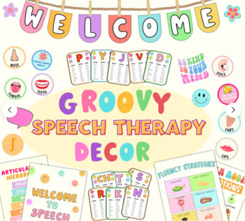 Preview of Groovy Speech Therapy Classroom Decor Kit, Ultimate Speech Bundle For Classrooms