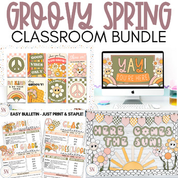 Preview of Groovy Spring Bundle | Retro Spring Classroom Decor