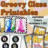 Groovy Themed Classroom Wall Printables! Alphabet, Numbers