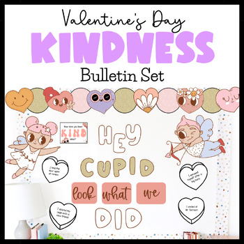 Preview of Groovy Valentine's Day Bulletin Board for Counseling Offices | Cupid SEL