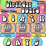 Groovy Vibes Retro Birthday Display | Editable Classroom Decor